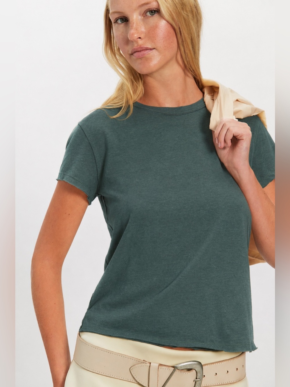 We The Free Free People NOVA Forest Green Tee Retail $58